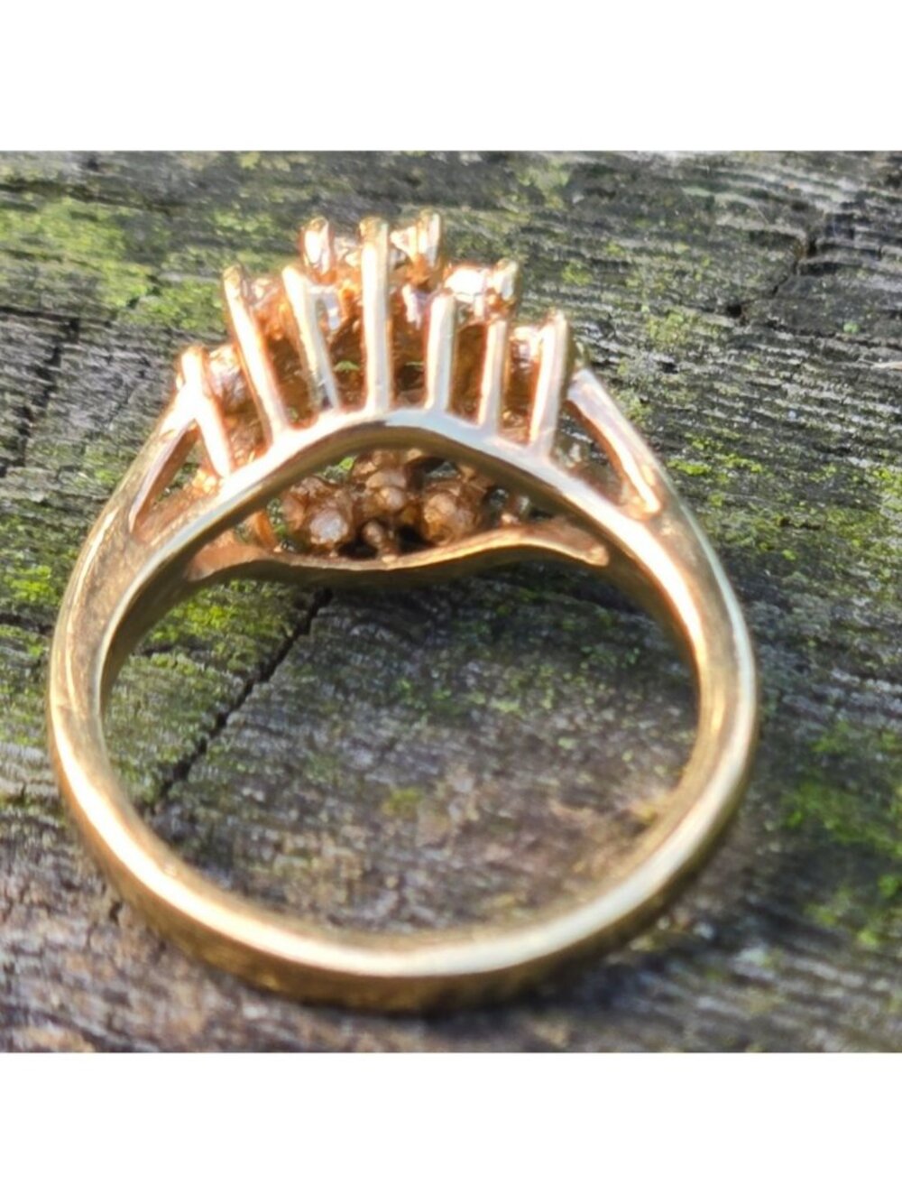 Vintage 14K HGE Cocktail Ring Gold Citrine & White Rhinestone Joseph Esposito - Picture 8 of 13